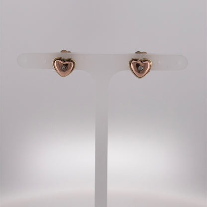 9ct Gold & Diamond Clogau Heart Stud Earrings