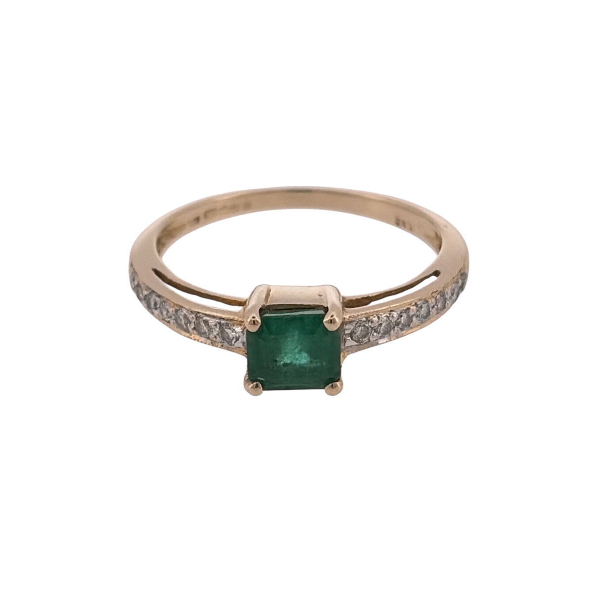 14ct Gold Diamond & Emerald Ring