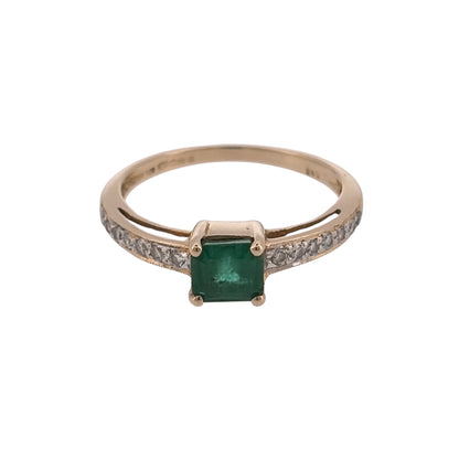 14ct Gold Diamond & Emerald Ring