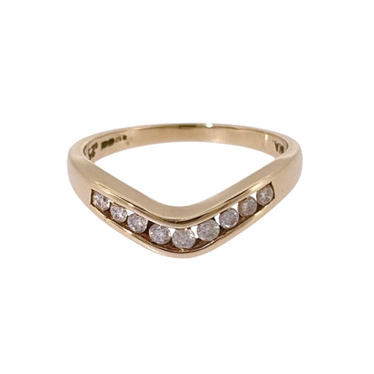 9ct Gold & Diamond Wishbone Ring