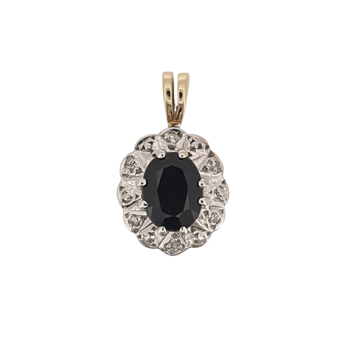 9ct Gold Diamond & Sapphire Cluster Pendant