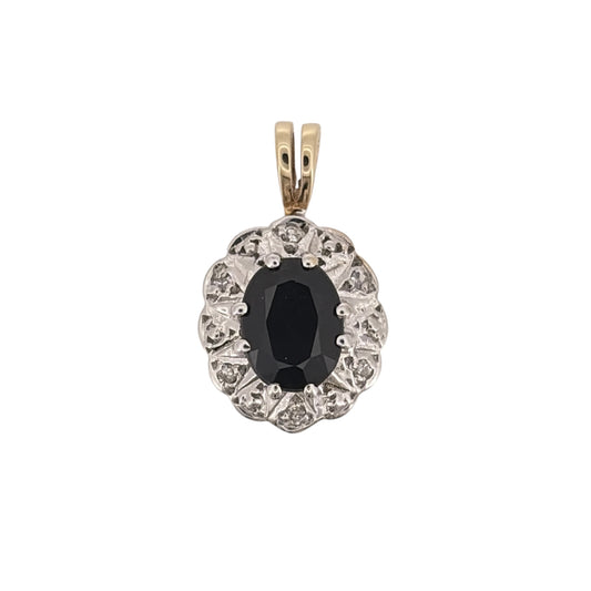 9ct Gold Diamond & Sapphire Cluster Pendant