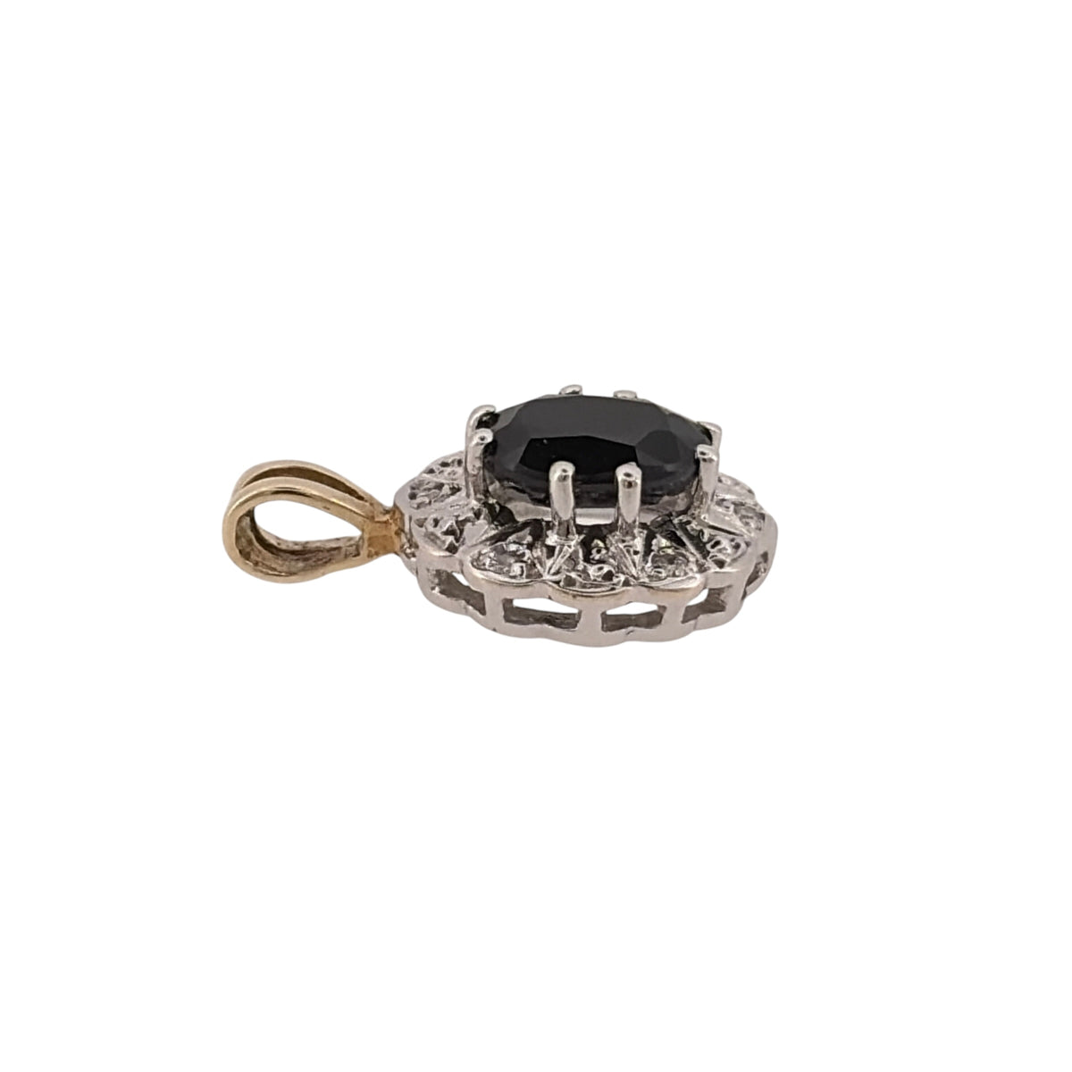 9ct Gold Diamond & Sapphire Cluster Pendant