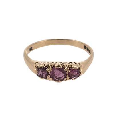 9ct Gold & Ruby Trilogy Ring
