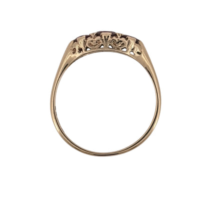 9ct Gold & Ruby Trilogy Ring