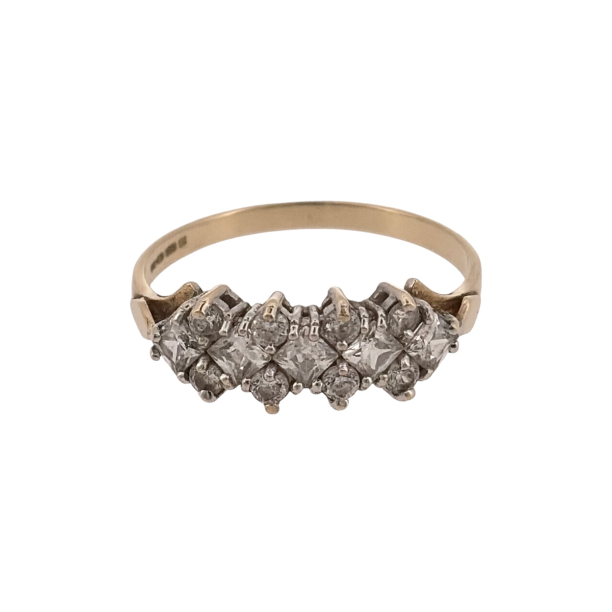 9ct Gold & Cubic Zirconia Cluster Band Ring