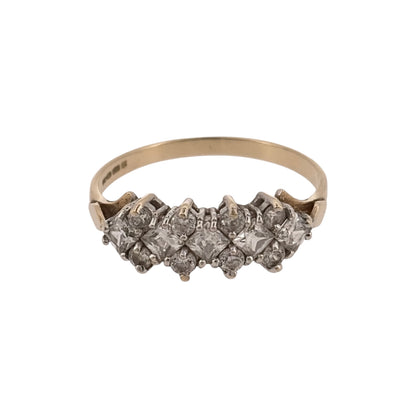 9ct Gold & Cubic Zirconia Cluster Band Ring