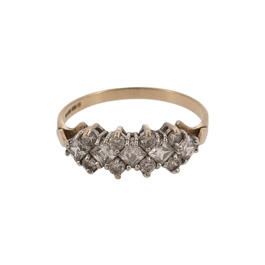 9ct Gold & Cubic Zirconia Cluster Band Ring