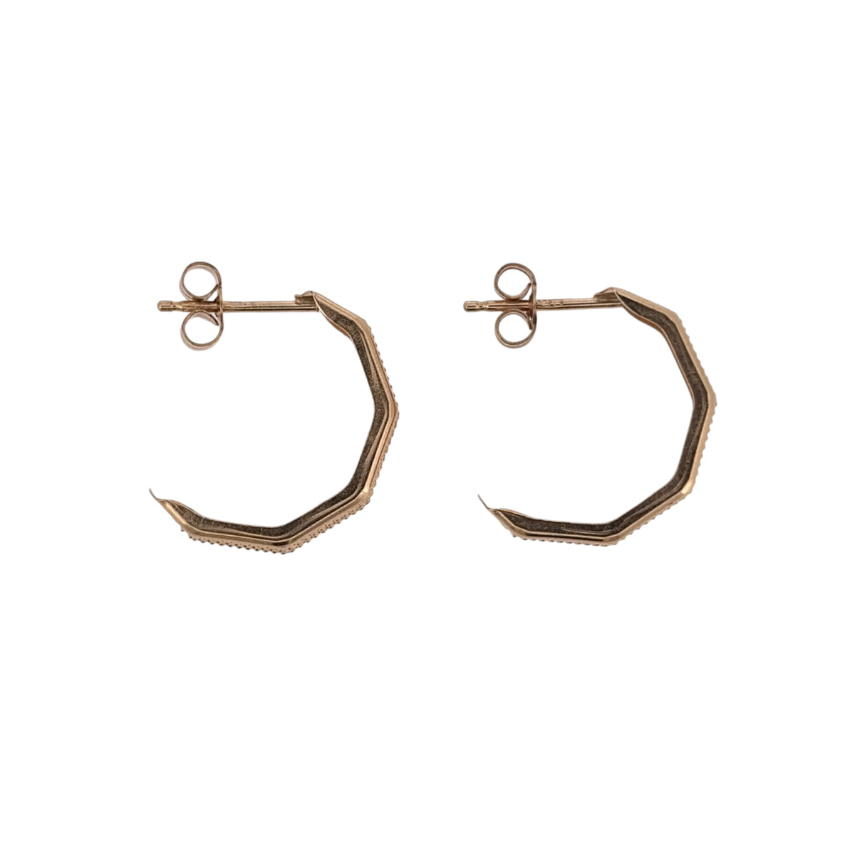 9ct Gold Hexagon Style Half Hoop Earrings