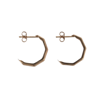 9ct Gold Hexagon Style Half Hoop Earrings