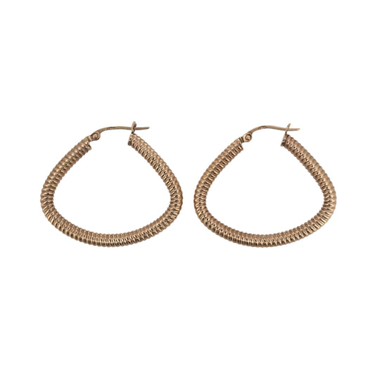 9ct Gold Textured Handbag Style Creole Earrings