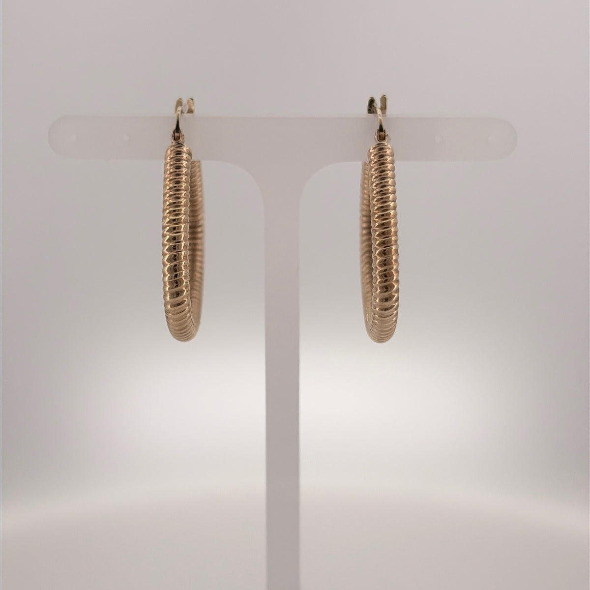 9ct Gold Textured Handbag Style Creole Earrings