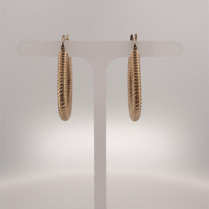 9ct Gold Textured Handbag Style Creole Earrings