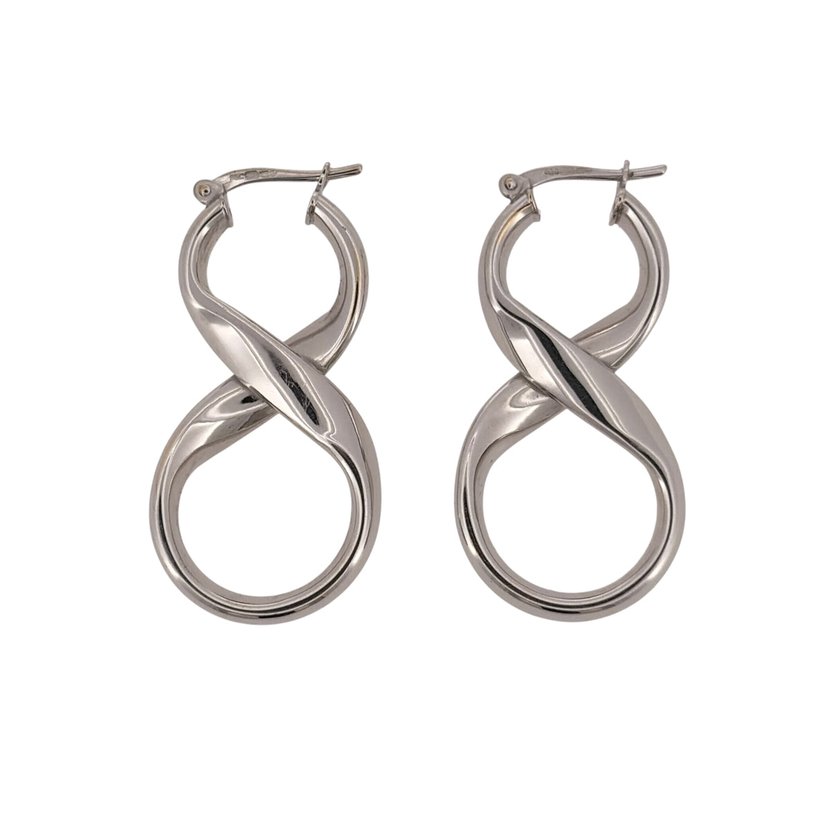 9ct White Gold Infinity Creole Earrings