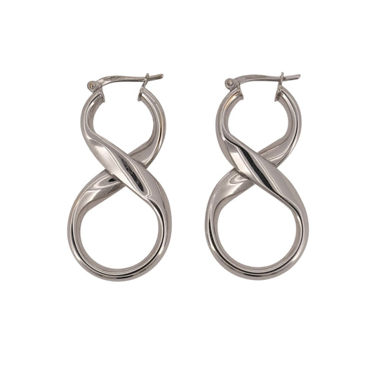 9ct White Gold Infinity Creole Earrings