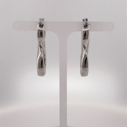 9ct White Gold Infinity Creole Earrings
