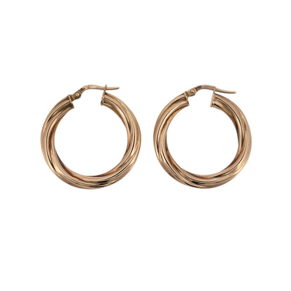 9ct Gold Twisted Hoop Creole Earrings