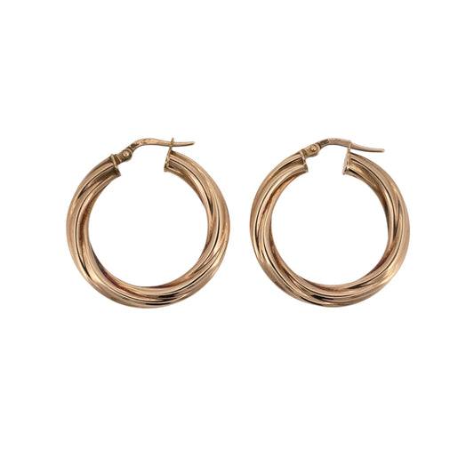 9ct Gold Twisted Hoop Creole Earrings
