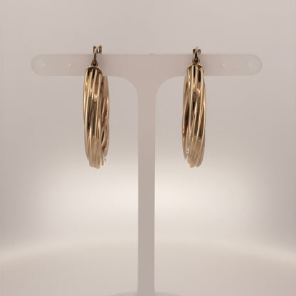9ct Gold Twisted Hoop Creole Earrings