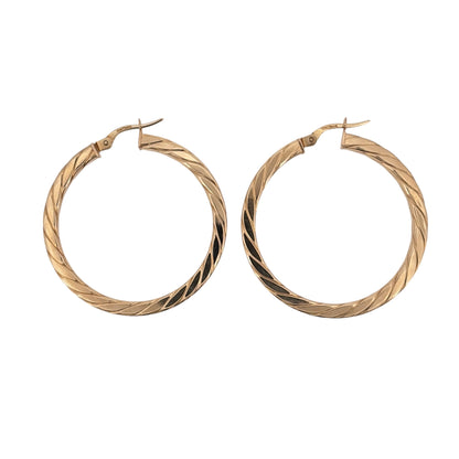 9ct Gold Twisted Hoop Creole Earrings