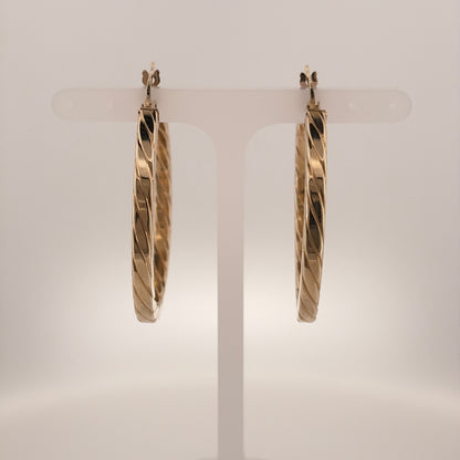 9ct Gold Twisted Hoop Creole Earrings