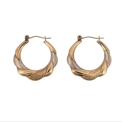 9ct Gold Twisted Hoop Creole Earrings