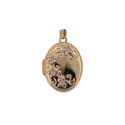 9ct Gold Flower Oval Locket
