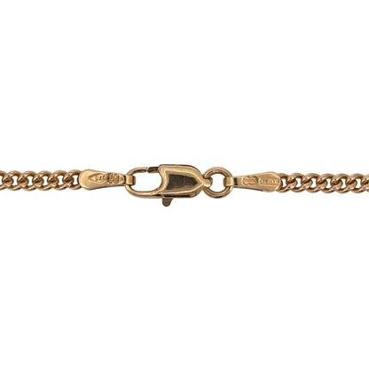 Add a classic gold staple to your jewellery collection with this pre-owned 9ct yellow gold curb chain, featuring a timeless and versatile link design.

Design: The chain features a traditional curb link design, offering a classic appearance suitable for wearing alone or paired with a pendant.
Material: Made from 9-carat yellow gold, the warm gold tone gives the chain a timeless and versatile finish.
Chain Detail: The curb links measure approximately 2mm wide, creating a neat yet noticeable profile.