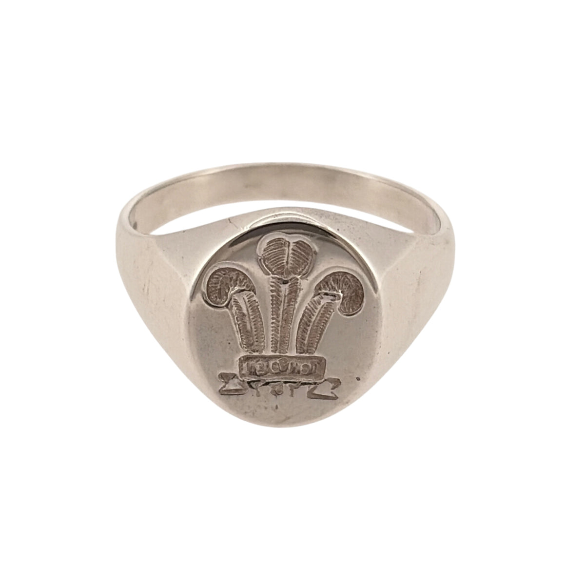 925 Silver Welsh Three Feathers Oval Signet Ring