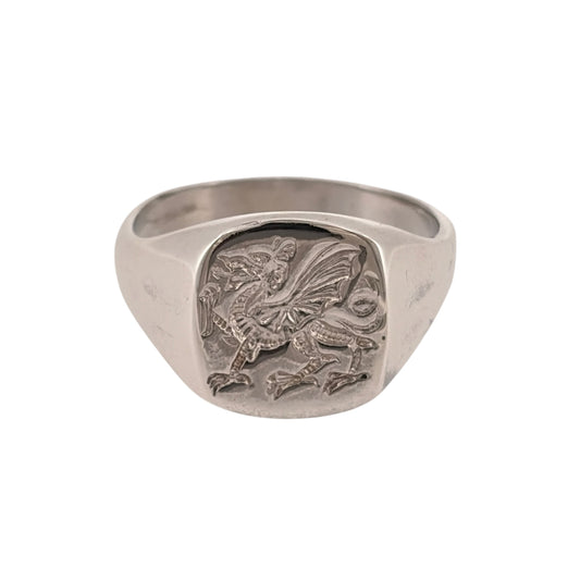 925 Silver Welsh Dragon Square Signet Ring