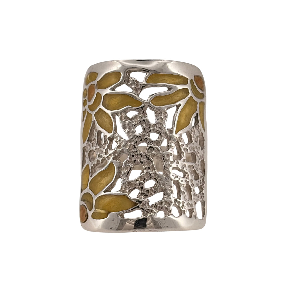 925 Silver Enamel Daffodil Dress Ring
