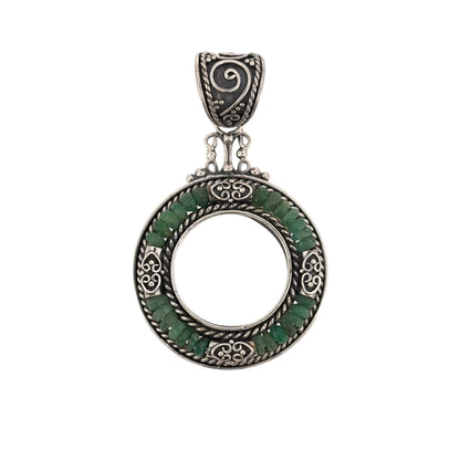 925 Silver & Green Stone Round Pendant