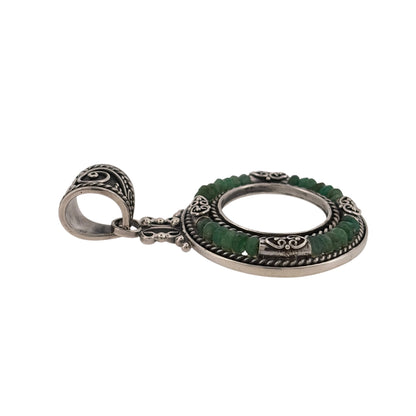 925 Silver & Green Stone Round Pendant