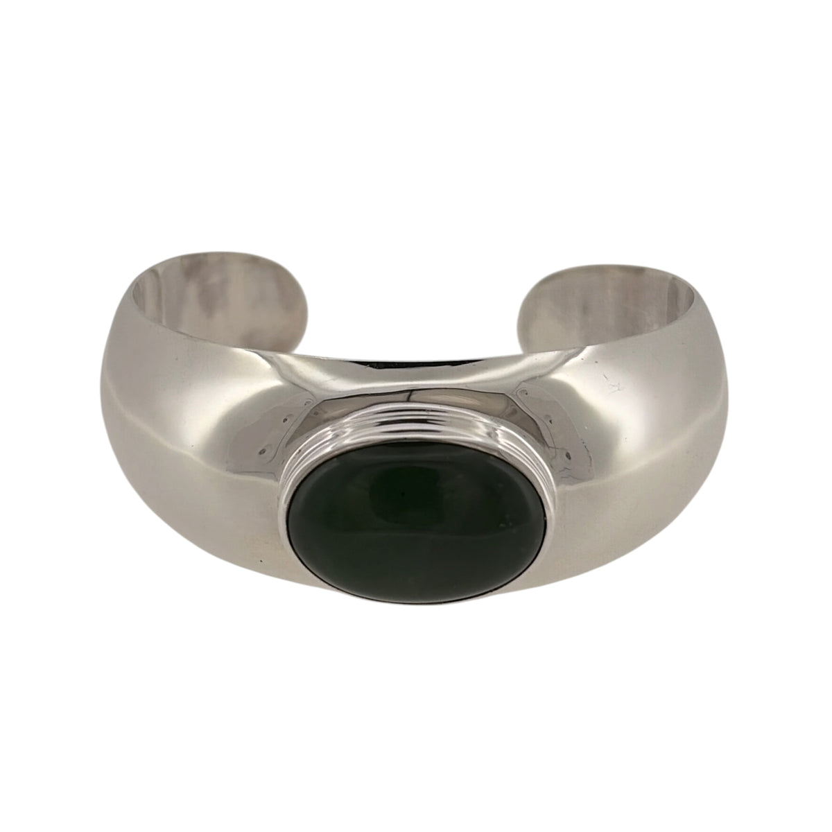 925 Silver & Green Stone Cuff Bangle