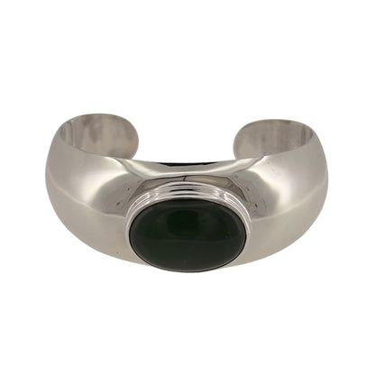 925 Silver & Green Stone Cuff Bangle