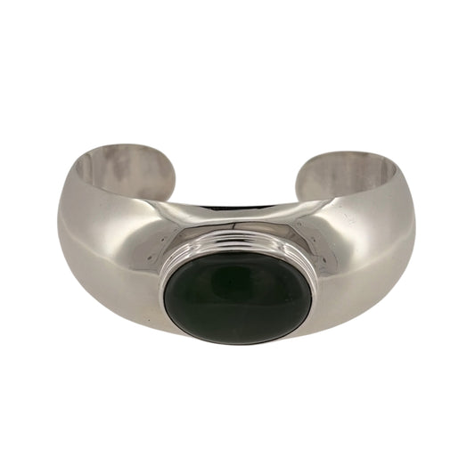 925 Silver & Green Stone Cuff Bangle