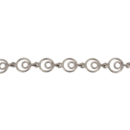 925 Silver 8" Double Circle Link Bracelet