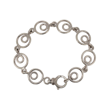 925 Silver 8" Double Circle Link Bracelet