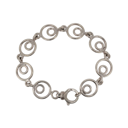 925 Silver 8" Double Circle Link Bracelet