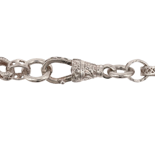 Add a charming silver piece to your jewellery collection with this pre-owned 925 sterling silver heart link belcher chain, featuring decorative heart-shaped links and a substantial 8mm width.

Design: The chain features a belcher link design with heart-shaped detailing, creating a distinctive and decorative appearance that combines a classic chain style with a romantic touch.
Material: Made from 925 sterling silver, complementing the decorative heart link design.