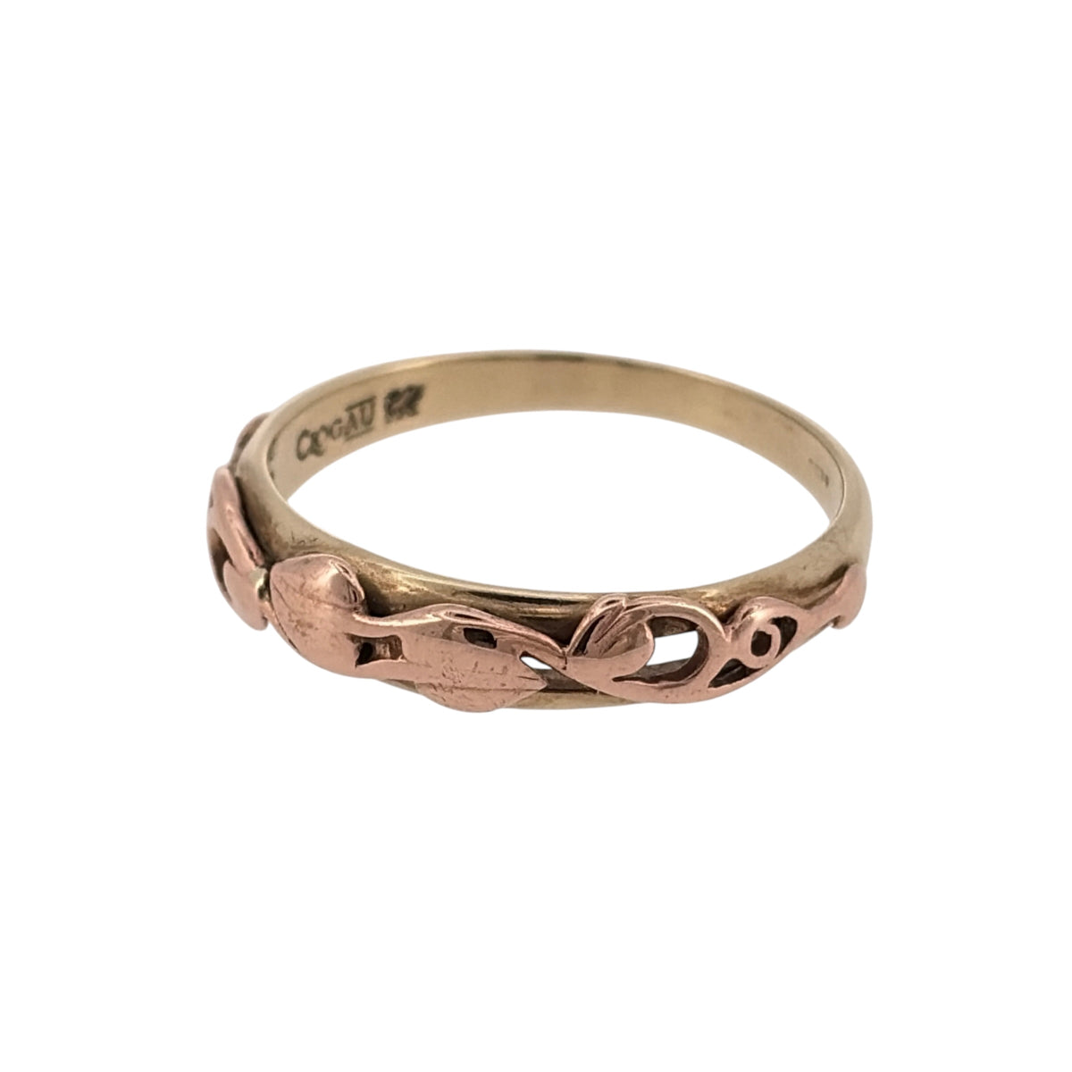 Bring meaningful symbolism and elegant two-tone style to your collection with this pre-owned 9ct yellow and rose gold Clogau Tree of Life band ring—an iconic design celebrating growth, strength, and connection.

Design: The front of the band measures 5mm wide and features the signature Tree of Life motif, with flowing branches and leaves creating a beautifully detailed and expressive pattern. The balanced design offers timeless appeal with symbolic depth.