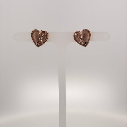 9ct Gold & Diamond Clogau Heart Stud Earrings