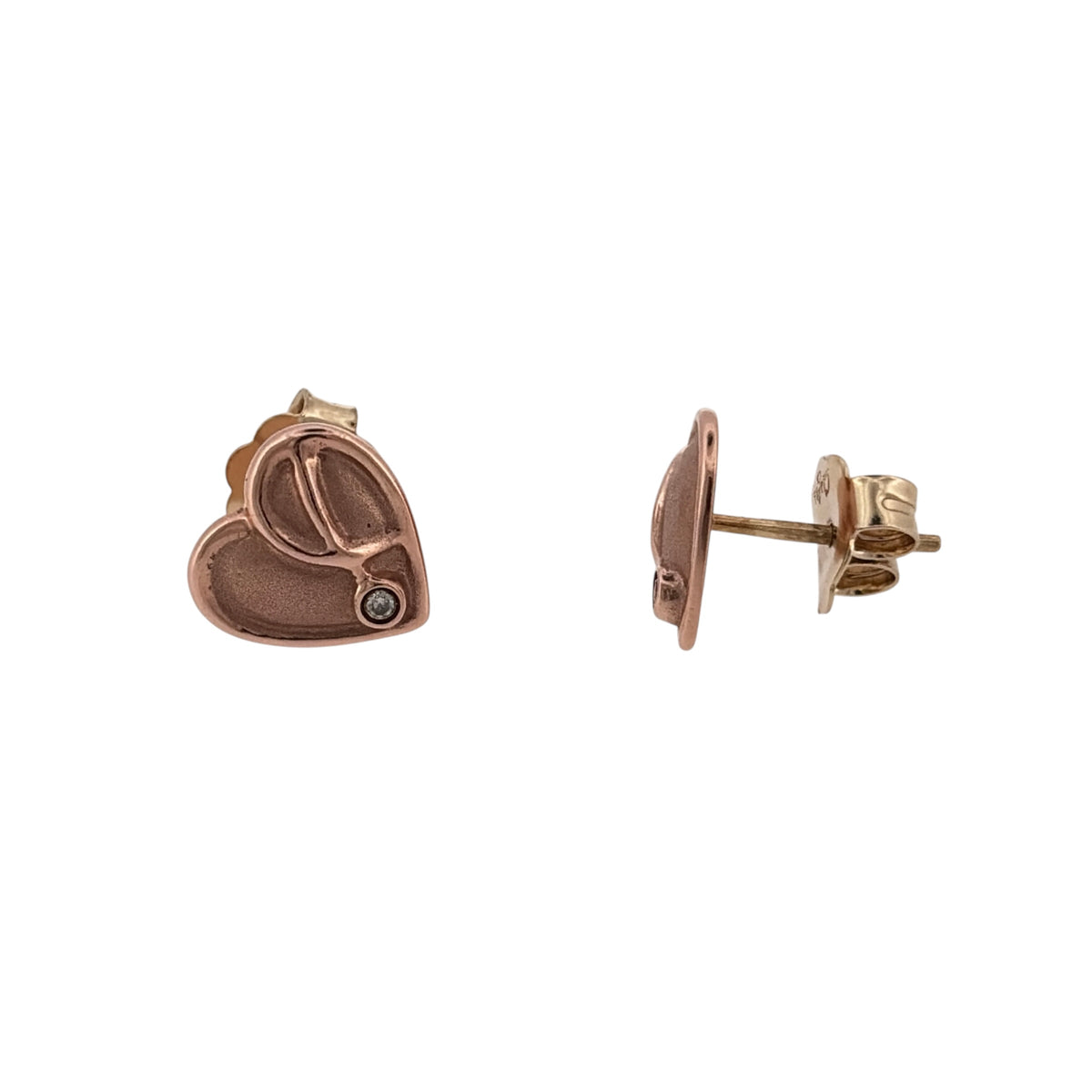 9ct Gold & Diamond Clogau Heart Stud Earrings