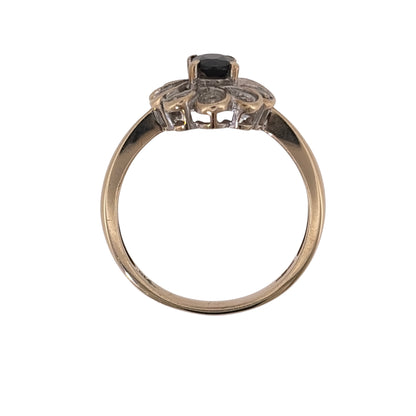 9ct Gold Diamond & Sapphire Cluster Ring