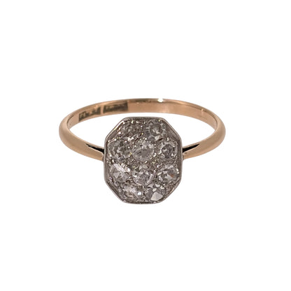 18ct Gold & Platinum Diamond Rectangle Cluster Ring