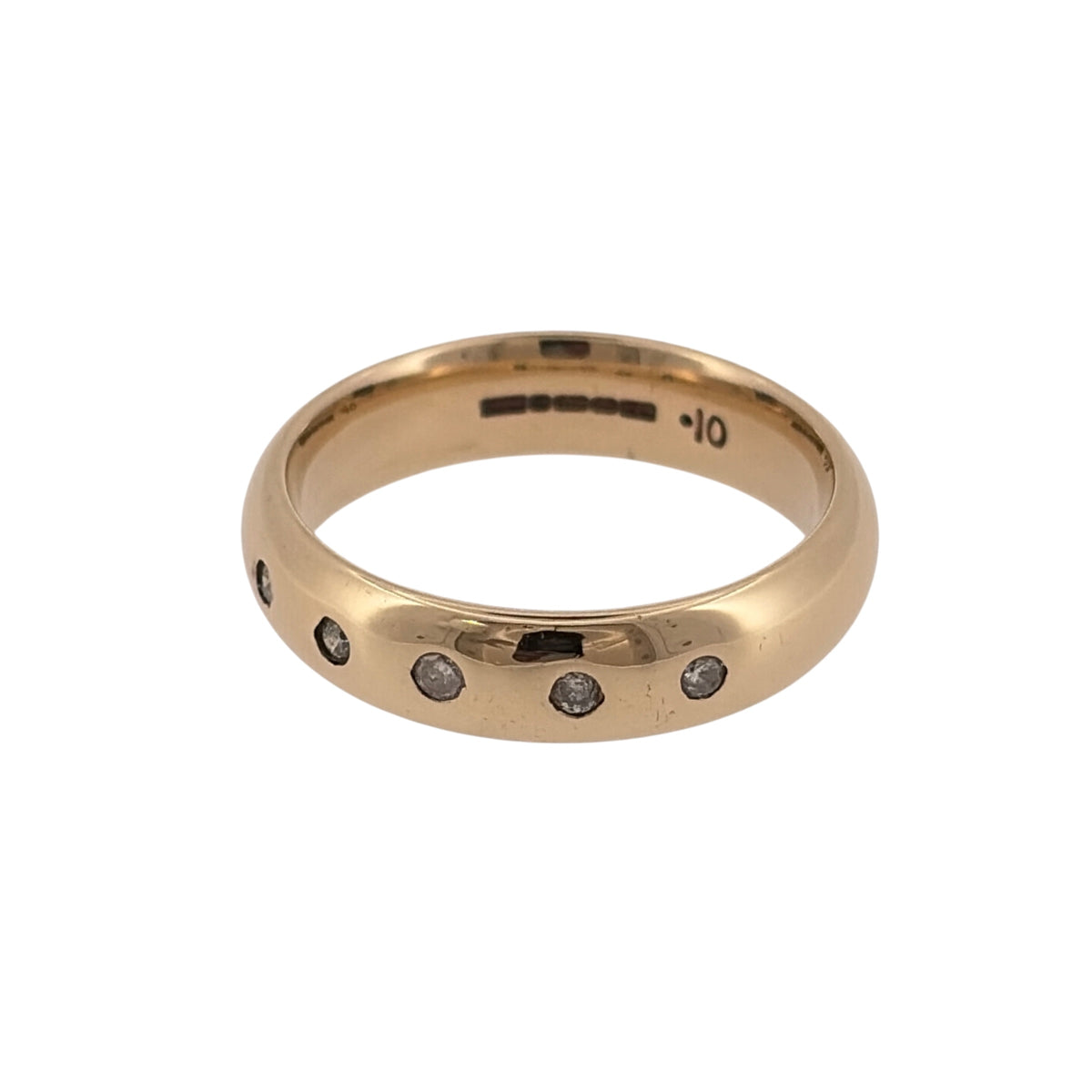 Add a classic piece to your jewellery collection with this pre-owned 9ct yellow gold and diamond seven stone band ring, featuring seven diamonds set across a substantial gold band.

Design: The ring features a traditional seven stone design, with diamonds arranged across the band to create an elegant and timeless appearance.
Material: Made from 9ct yellow gold, offering a warm gold finish that complements the diamonds.