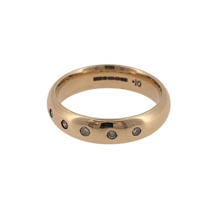 Add a classic piece to your jewellery collection with this pre-owned 9ct yellow gold and diamond seven stone band ring, featuring seven diamonds set across a substantial gold band.

Design: The ring features a traditional seven stone design, with diamonds arranged across the band to create an elegant and timeless appearance.
Material: Made from 9ct yellow gold, offering a warm gold finish that complements the diamonds.