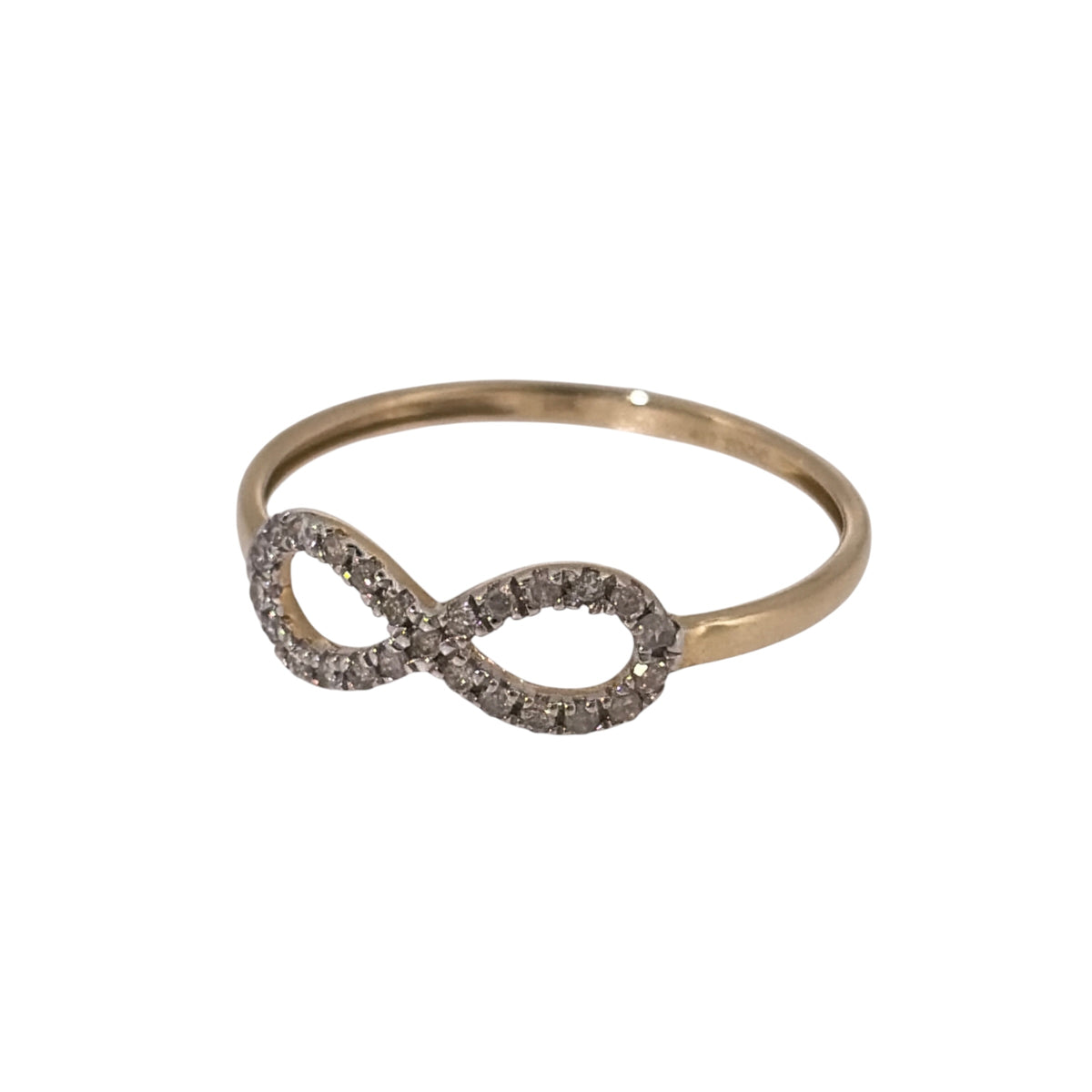 Add a delicate and meaningful piece to your jewellery collection with this pre-owned 10ct yellow gold and diamond infinity ring, featuring a timeless symbol of everlasting love.

Design: The ring features a classic infinity symbol across the front, complemented by diamond detailing for an elegant and meaningful appearance.
Material: Made from 10ct yellow gold, offering a warm gold finish that complements the diamonds.