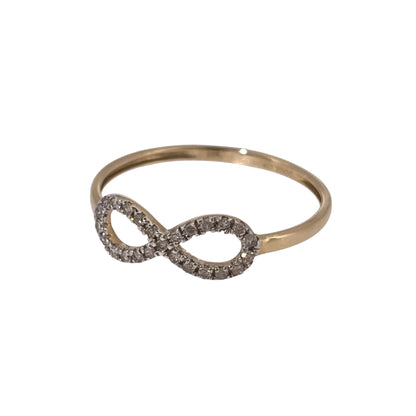 Add a delicate and meaningful piece to your jewellery collection with this pre-owned 10ct yellow gold and diamond infinity ring, featuring a timeless symbol of everlasting love.

Design: The ring features a classic infinity symbol across the front, complemented by diamond detailing for an elegant and meaningful appearance.
Material: Made from 10ct yellow gold, offering a warm gold finish that complements the diamonds.