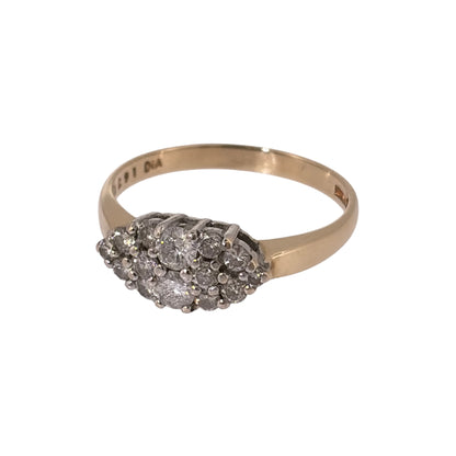Add a classic piece to your jewellery collection with this pre-owned 9ct yellow gold and diamond cluster ring, featuring approximately 0.46ct of diamonds in a decorative cluster setting.

Design: The ring features a traditional diamond cluster design, with multiple diamonds arranged across the front to create an elegant and eye-catching appearance.
Material: Made from 9ct yellow gold, offering a warm gold finish that complements the diamonds.